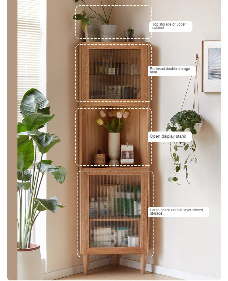 Oak Solid Wood Corner Storage Cabinet