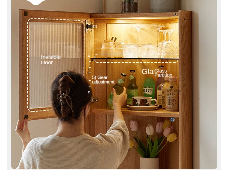 Oak Solid Wood Corner Storage Cabinet