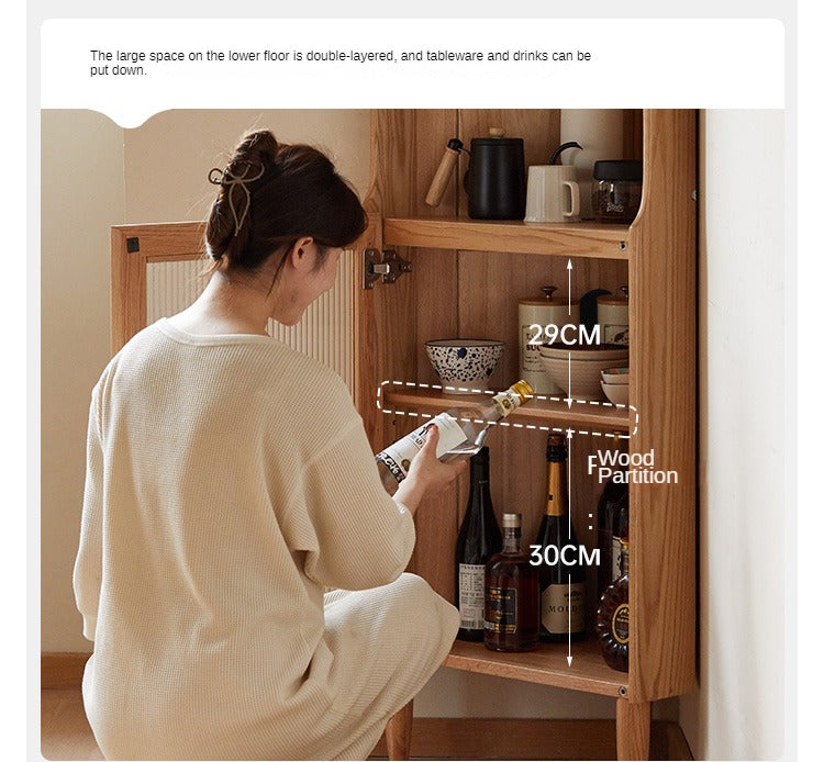 Oak Solid Wood Corner Storage Cabinet