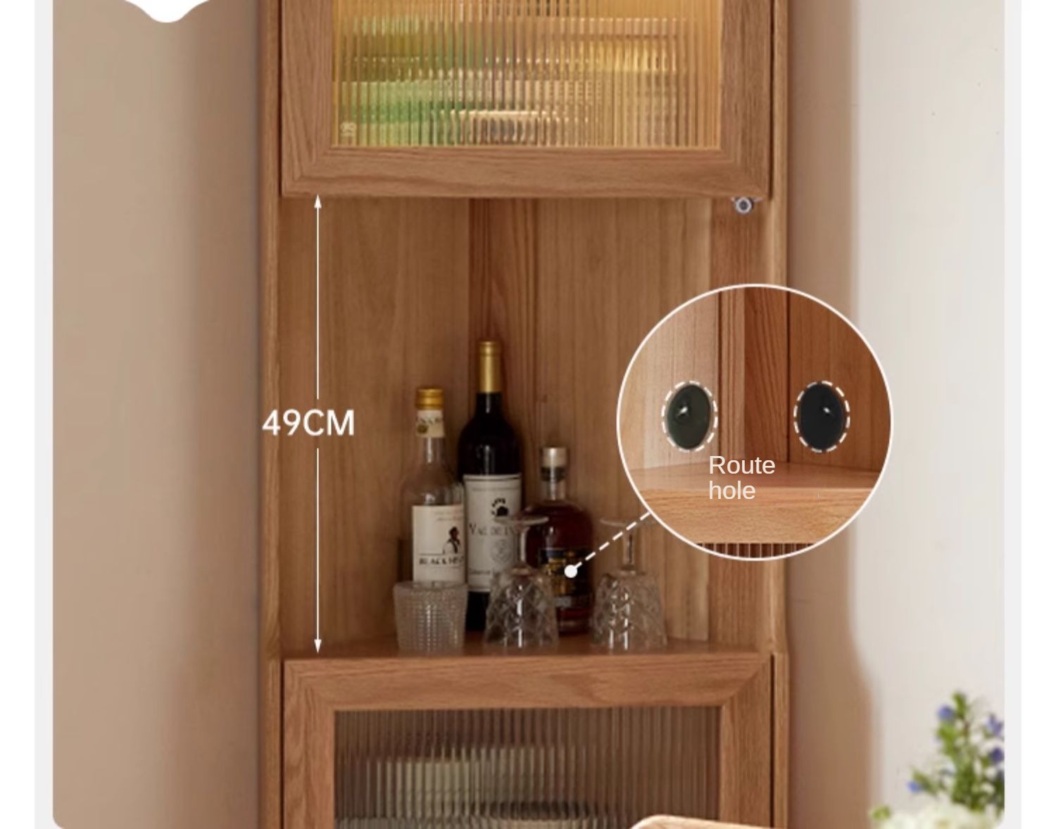 Oak Solid Wood Corner Storage Cabinet