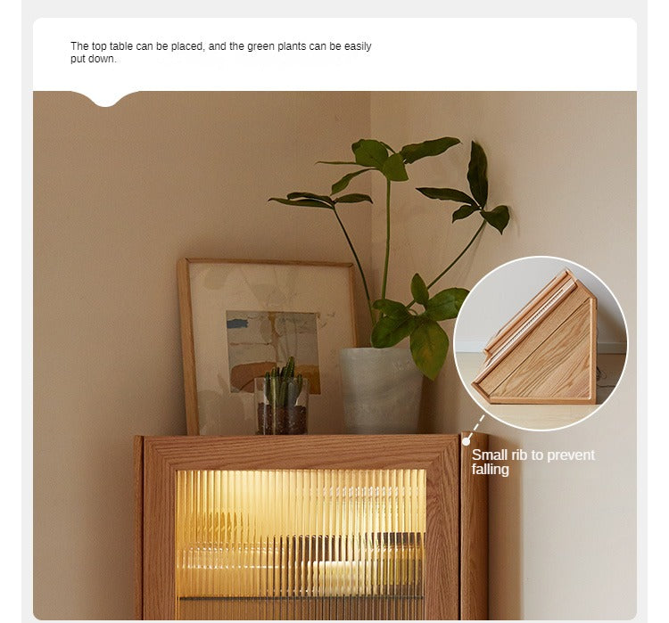 Oak Solid Wood Corner Storage Cabinet