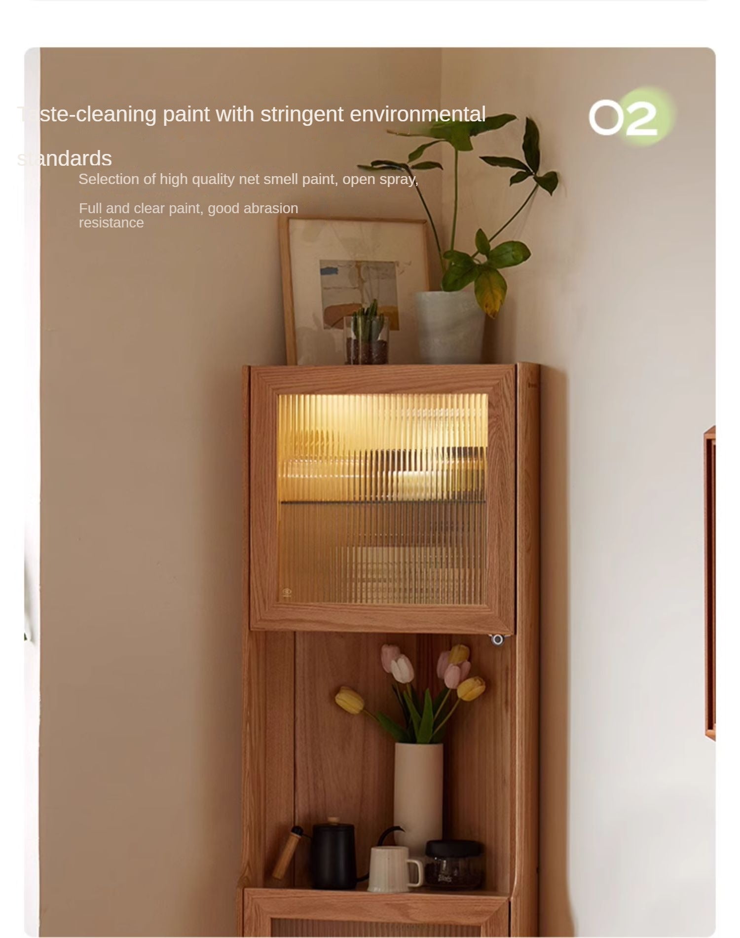 Oak Solid Wood Corner Storage Cabinet