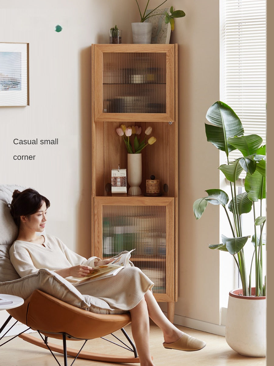 Oak Solid Wood Corner Storage Cabinet