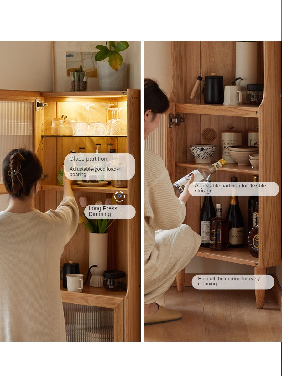 Oak Solid Wood Corner Storage Cabinet