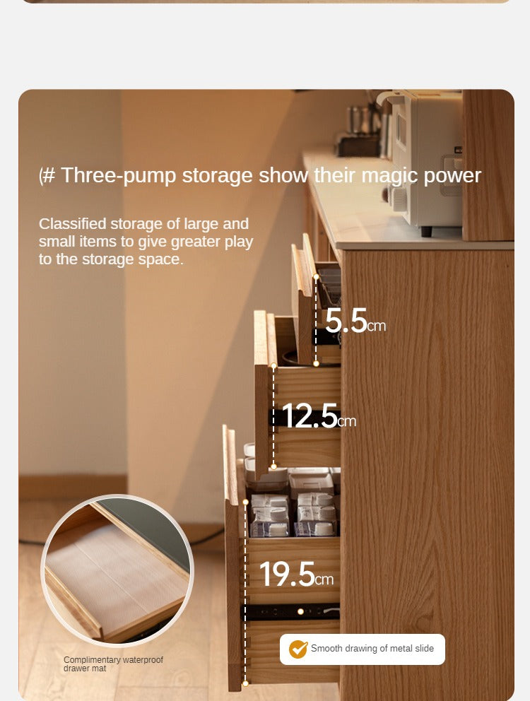 Oak, Ash Solid Wood Large Capacity Storage Sideboard