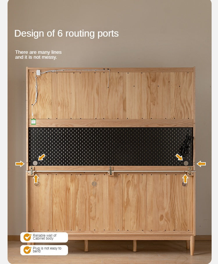 Oak, Ash Solid Wood Large Capacity Storage Sideboard