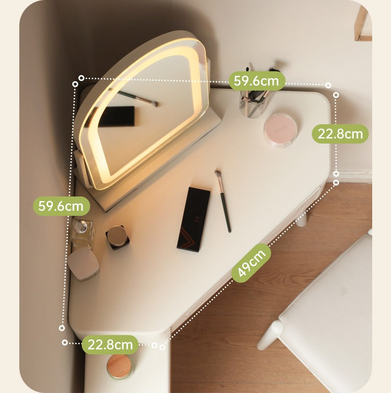 Tulipwood Solid Wood Corner White Vanity Table.