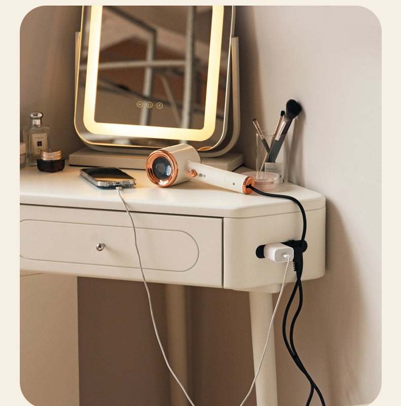 Poplar Solid Wood Corner White Dressing Table.