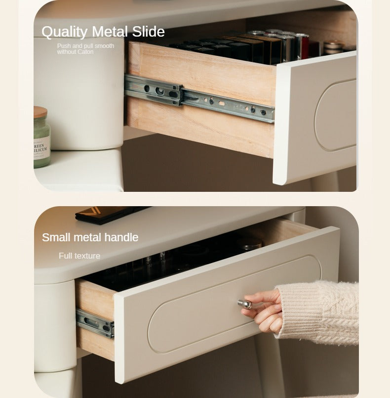 Tulipwood Solid Wood Corner White Vanity Table.