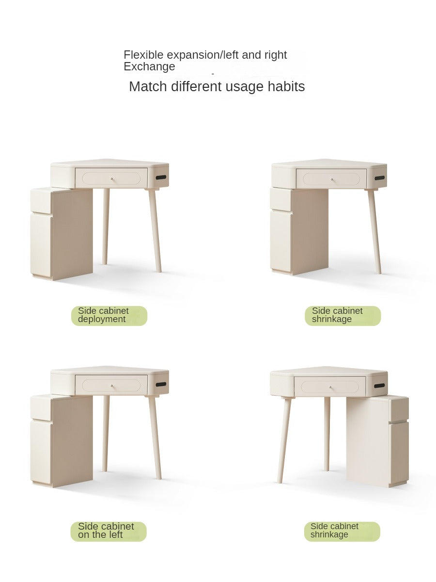 Poplar Solid Wood Corner White Dressing Table.