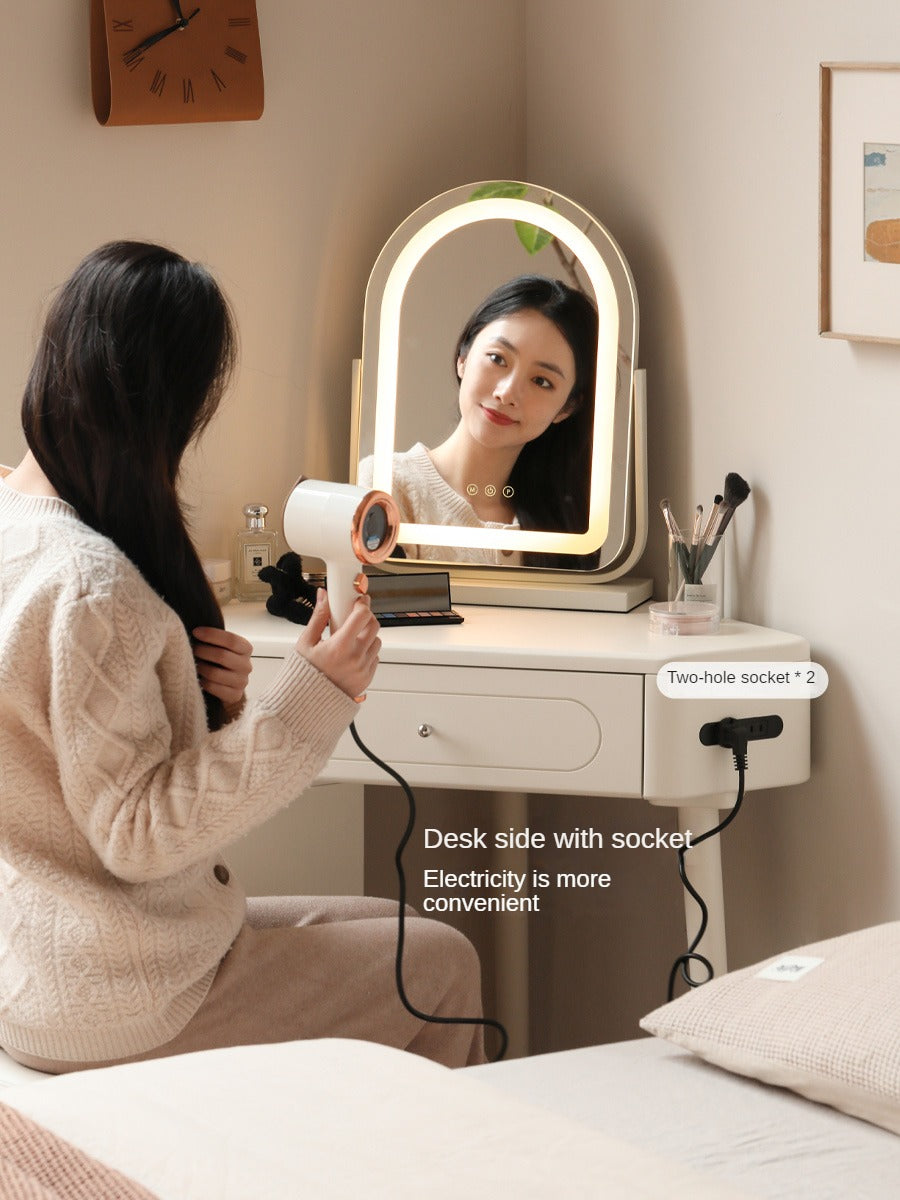 Poplar Solid Wood Corner White Dressing Table.