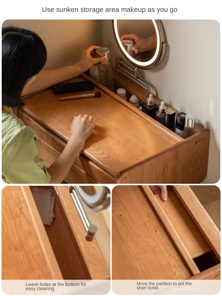 Cherry Solid Wood Small Vanity Table.