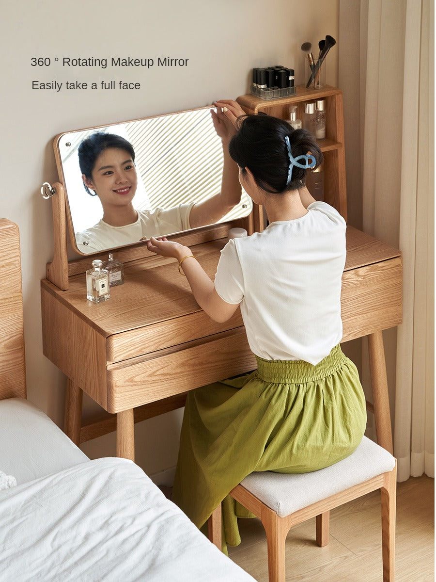 Oak, Beech Solid Wood Nordic Style Vanity Table.