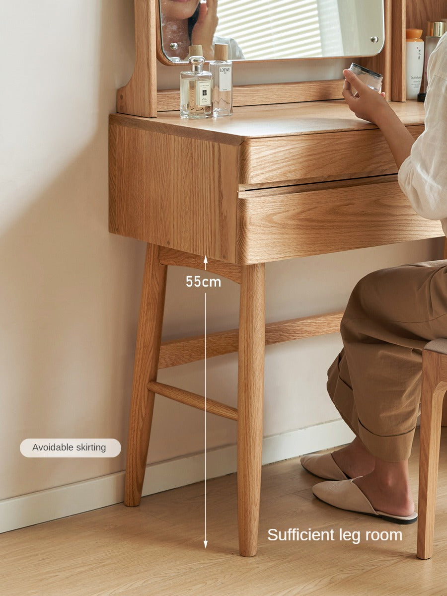 Oak, Beech Solid Wood Nordic Style Vanity Table.