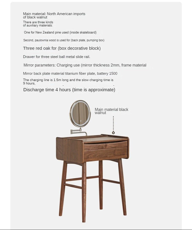 Black Walnut Solid Wood Vanity Table.