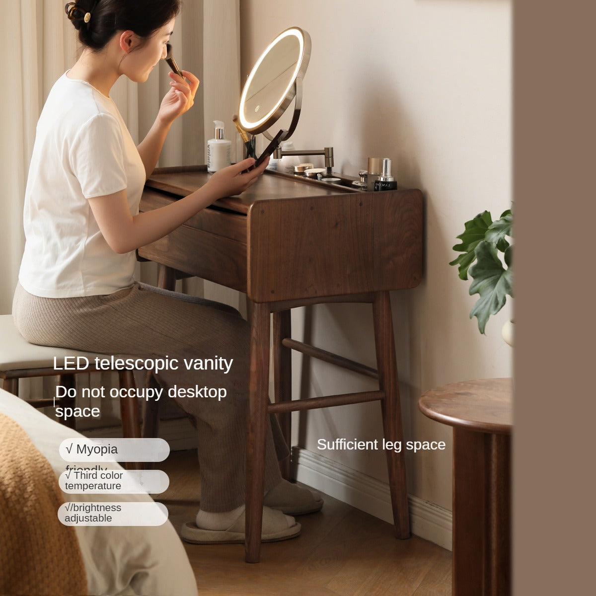 Black Walnut Solid Wood Dressing Table.