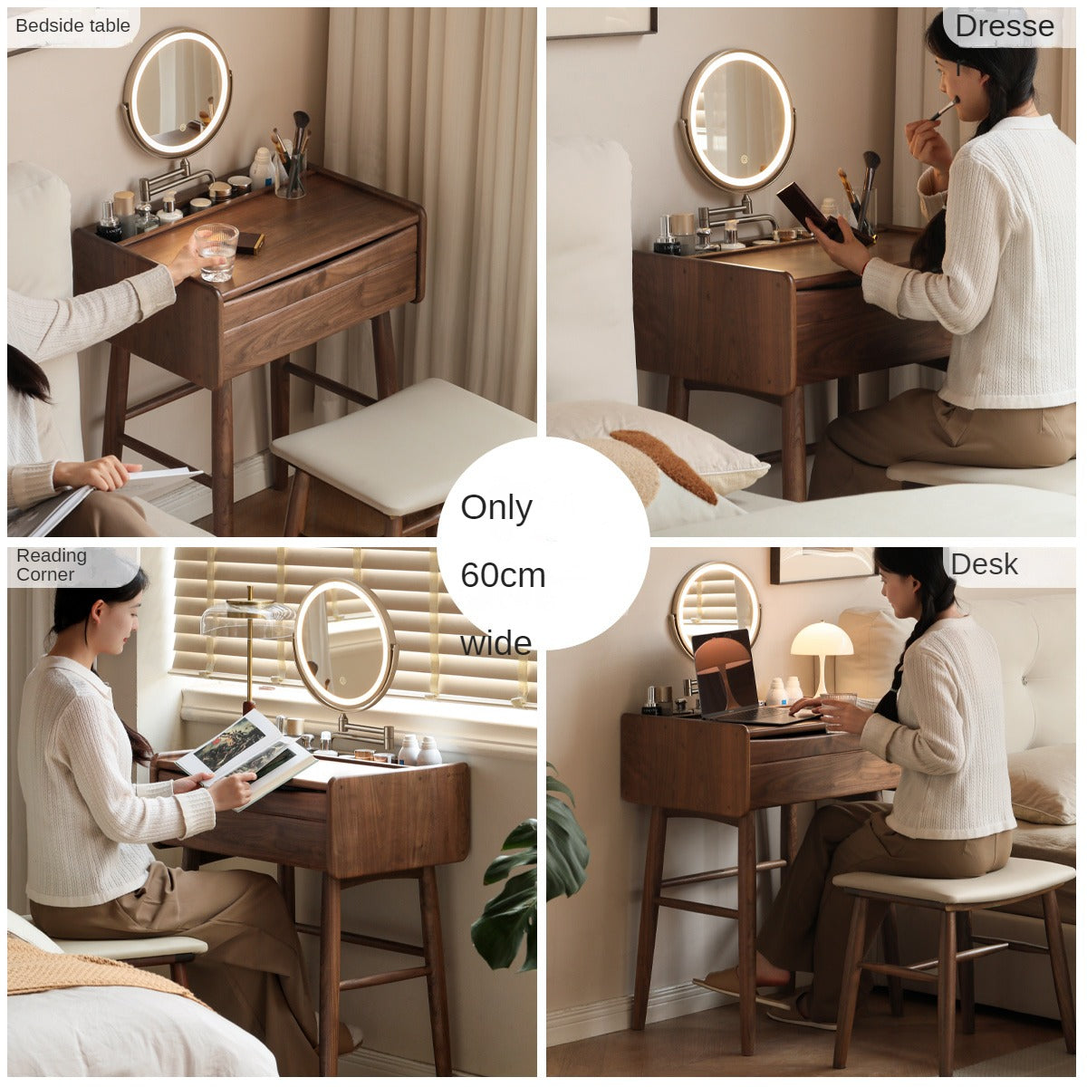 Black Walnut Solid Wood Dressing Table.