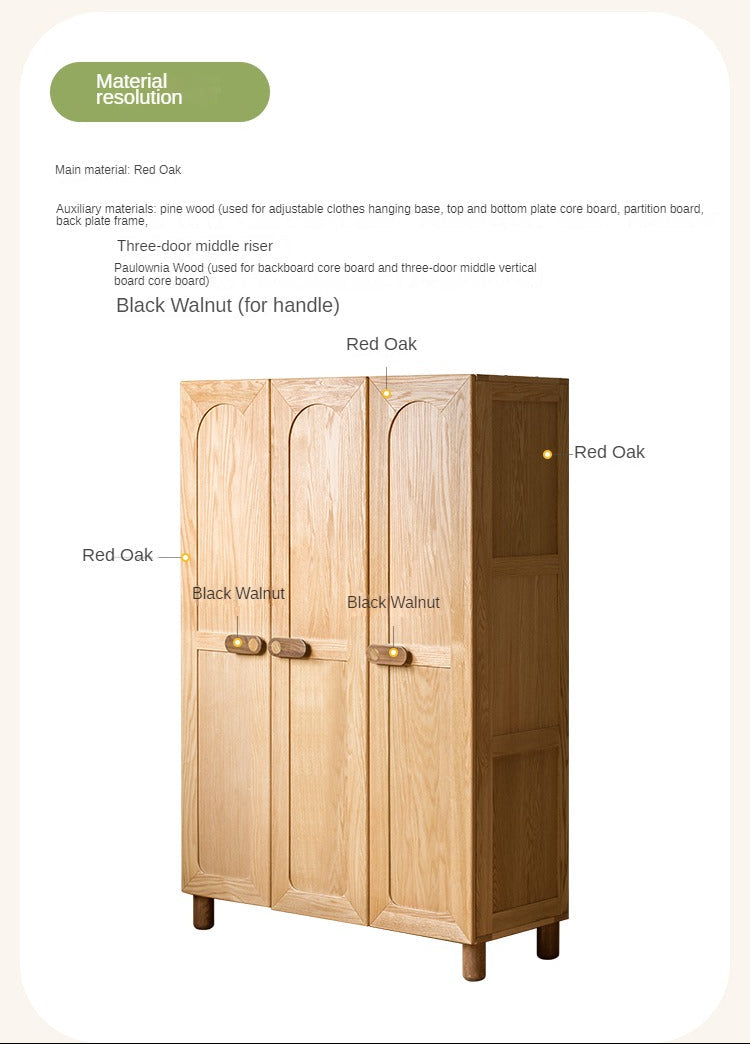 Oak Solid Wood Children's Wardrobe