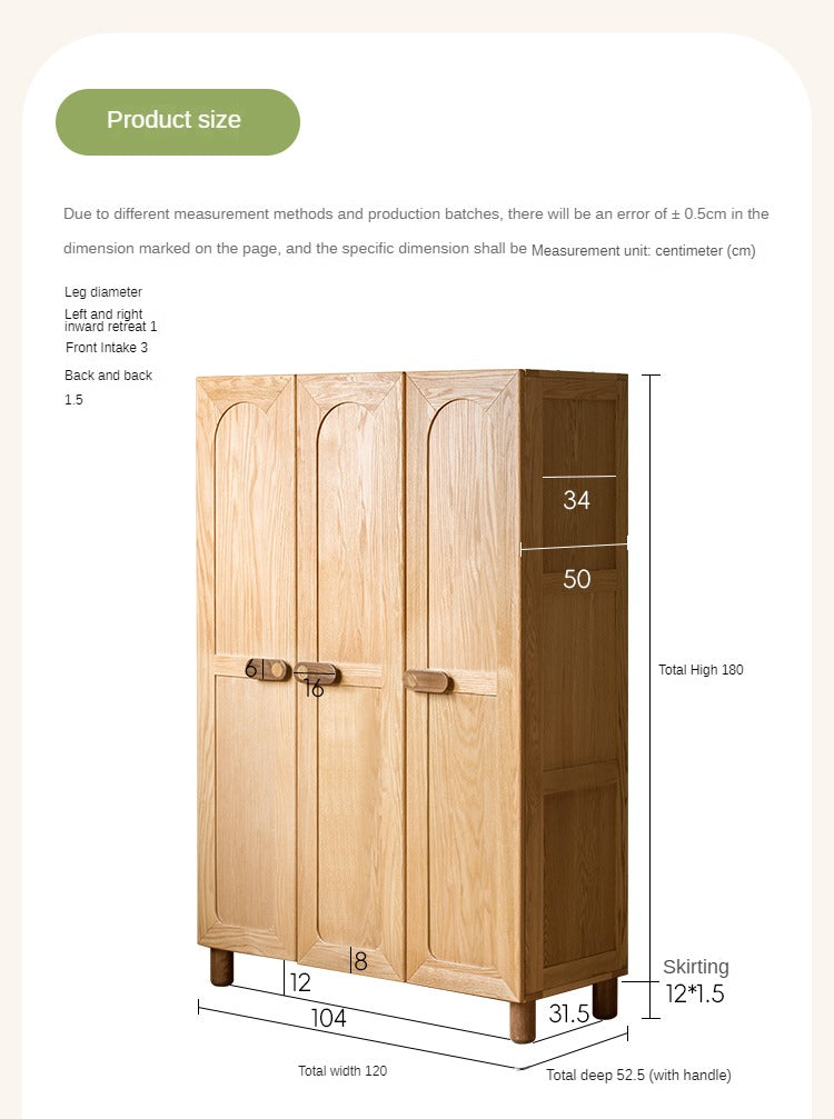 Oak Solid Wood Children's Wardrobe