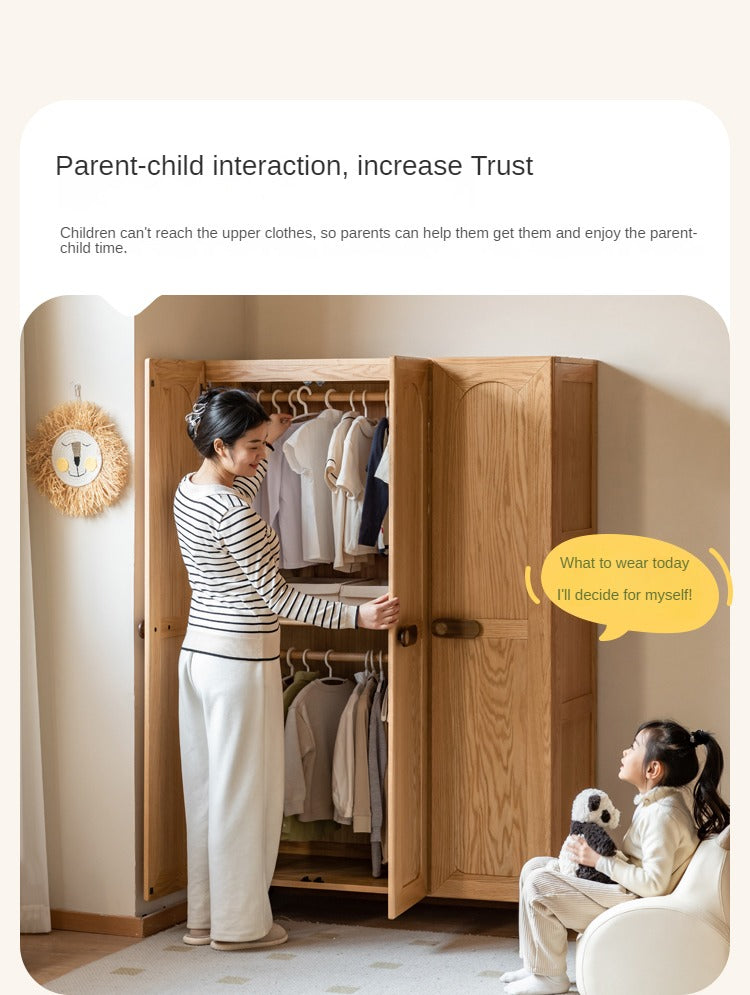 Oak Solid Wood Children's Wardrobe