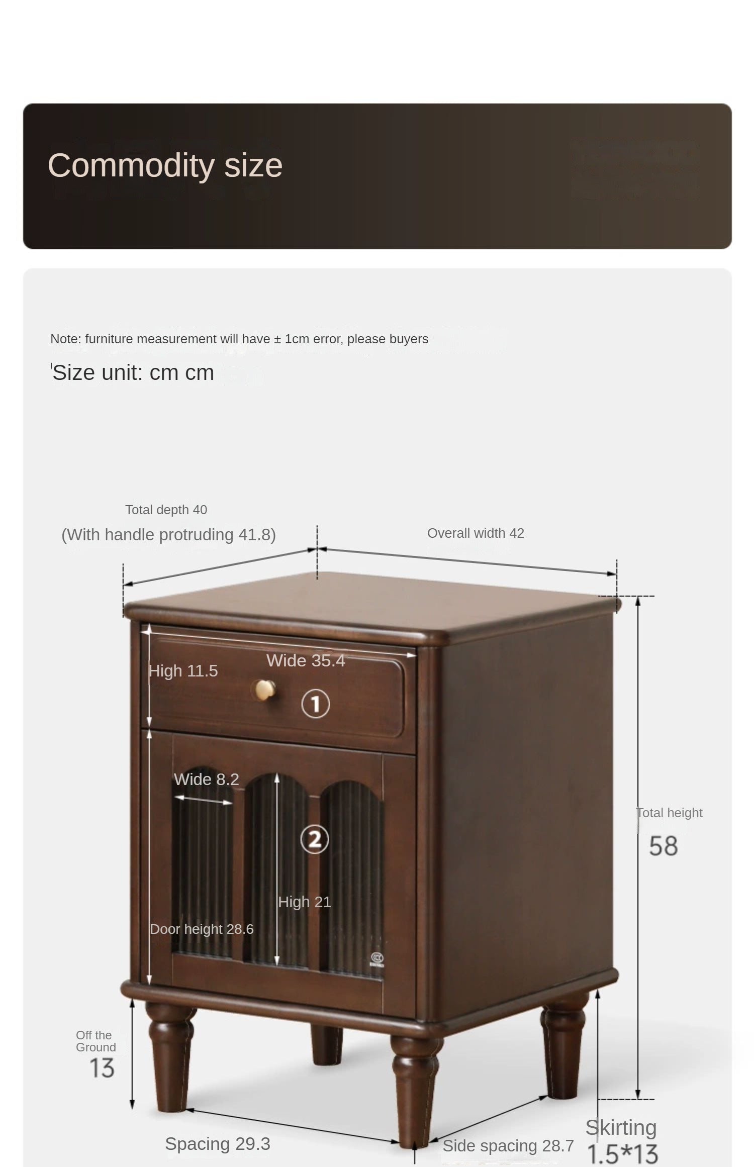 Black Walnut, Poplar Solid Wood American Retro Nightstand