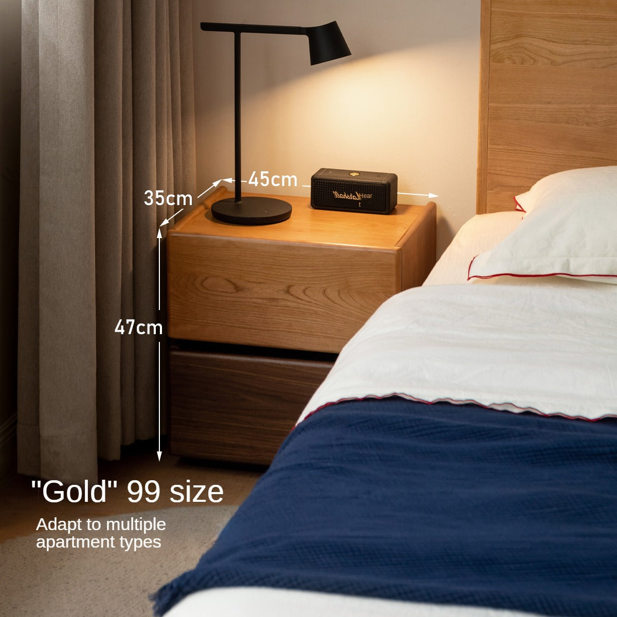 Black Walnut, Oak, Cherry Solid Wood Nightstand