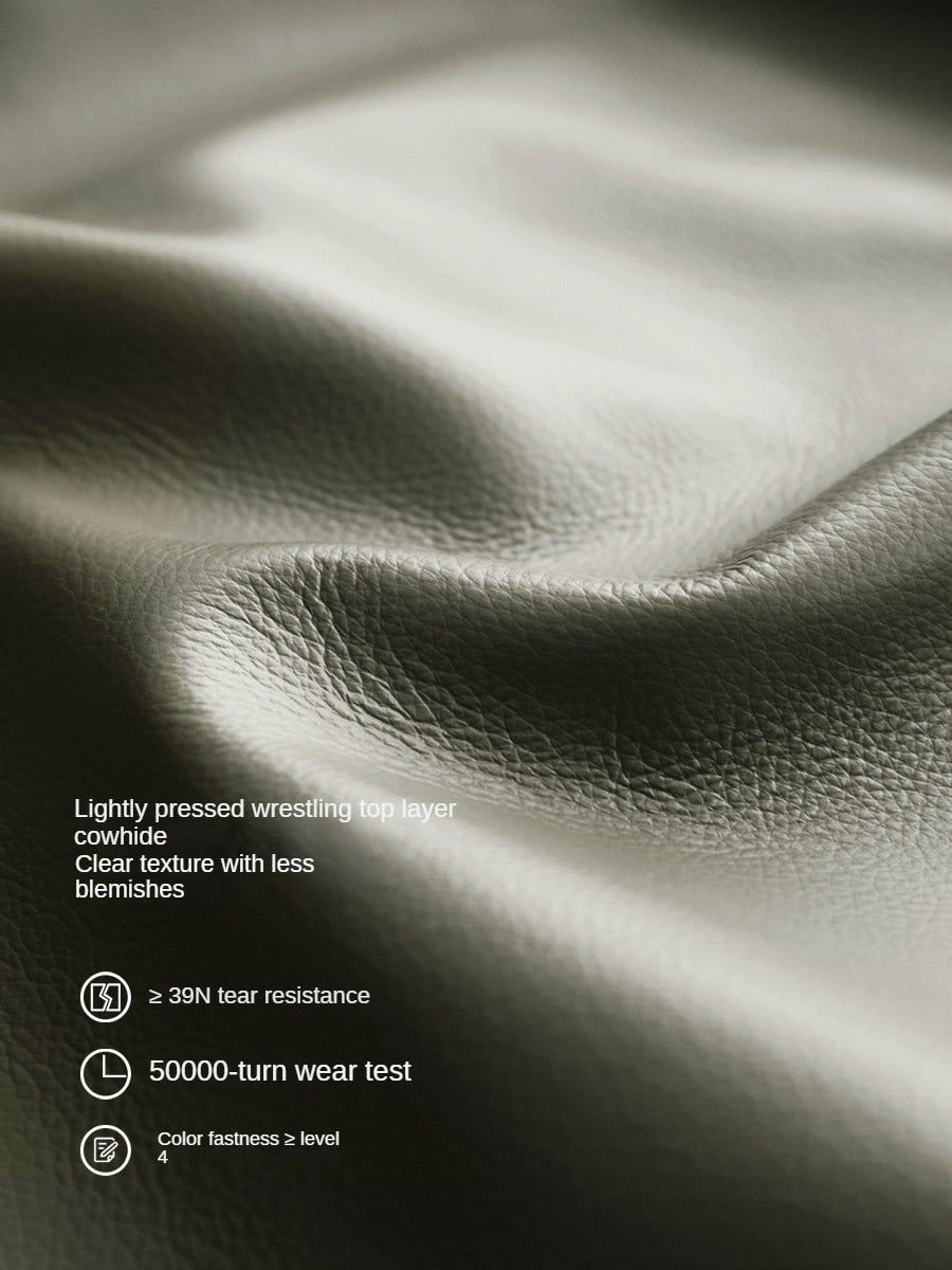 Black Walnut, Oak Solid Wood Leather Down Sofa.