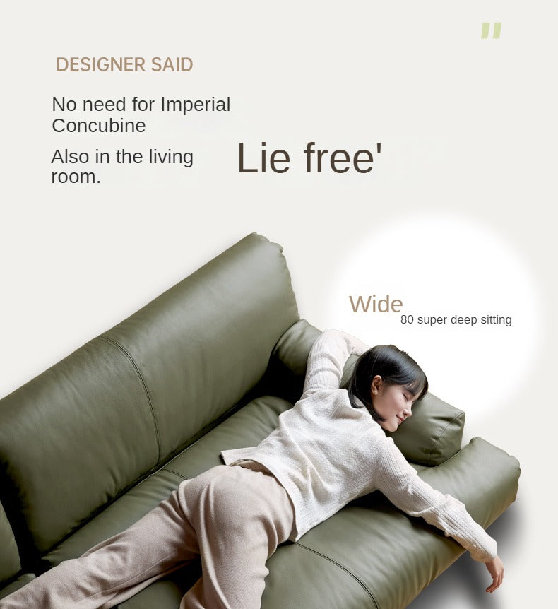 Black Walnut, Oak Solid Wood Leather Down Sofa.