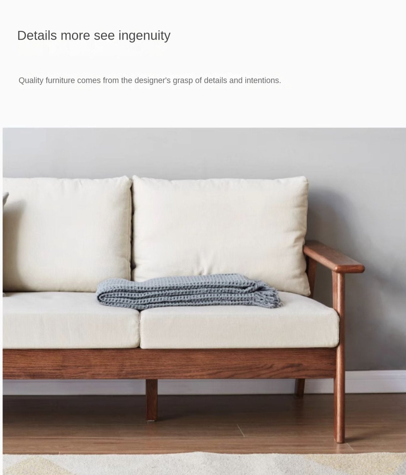 Oak Solid Wood Sofa Fabric Cushion.