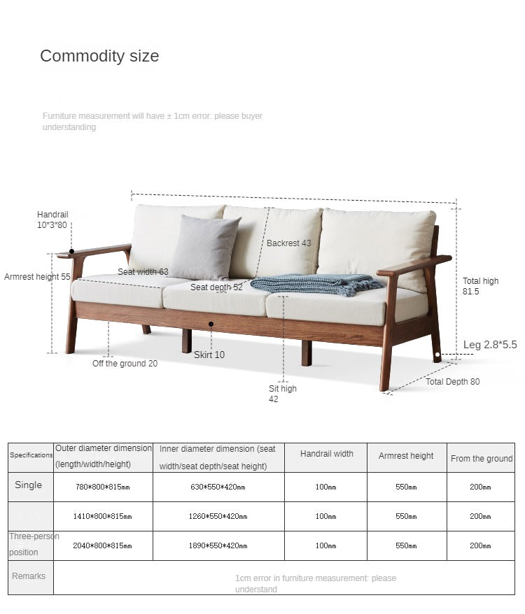 Oak Solid Wood Sofa Fabric Cushion.