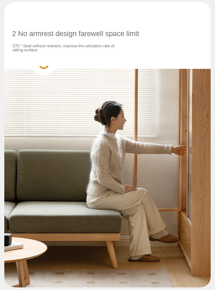 Beech Solid Wood Soft-covered Sofa.