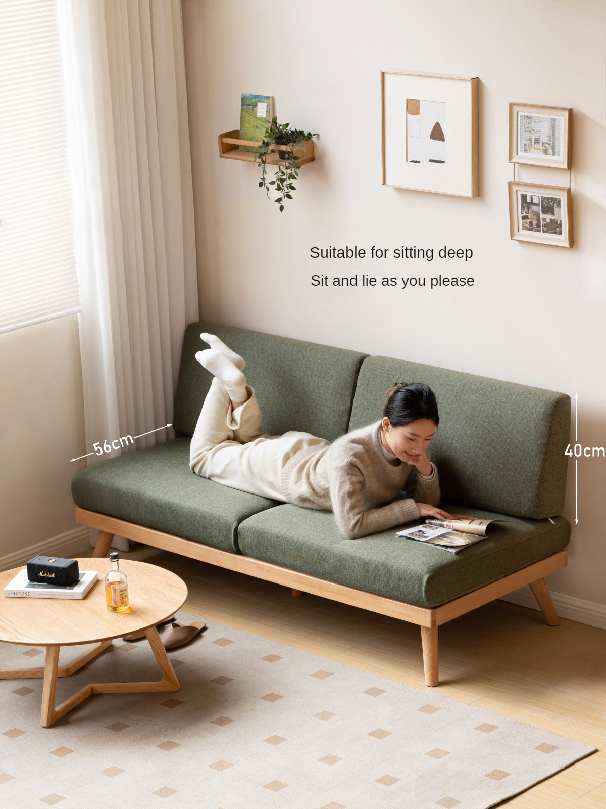 Beech Solid Wood Soft-covered Sofa.