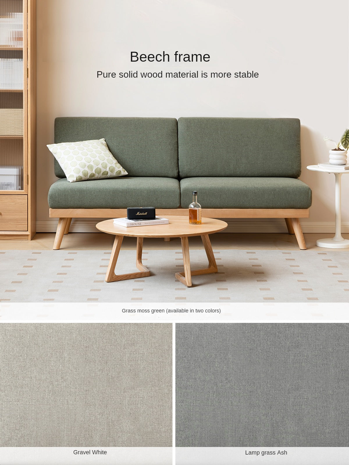 Beech Solid Wood Soft-covered Sofa.