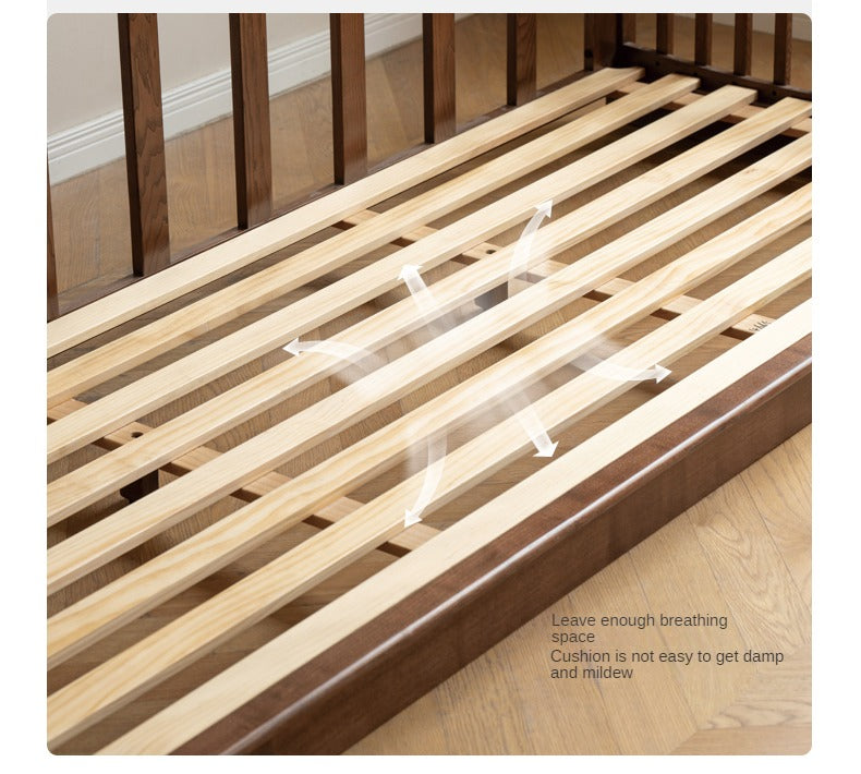 Ash Solid Wood Floor Fabric Tofu Block Sofa.