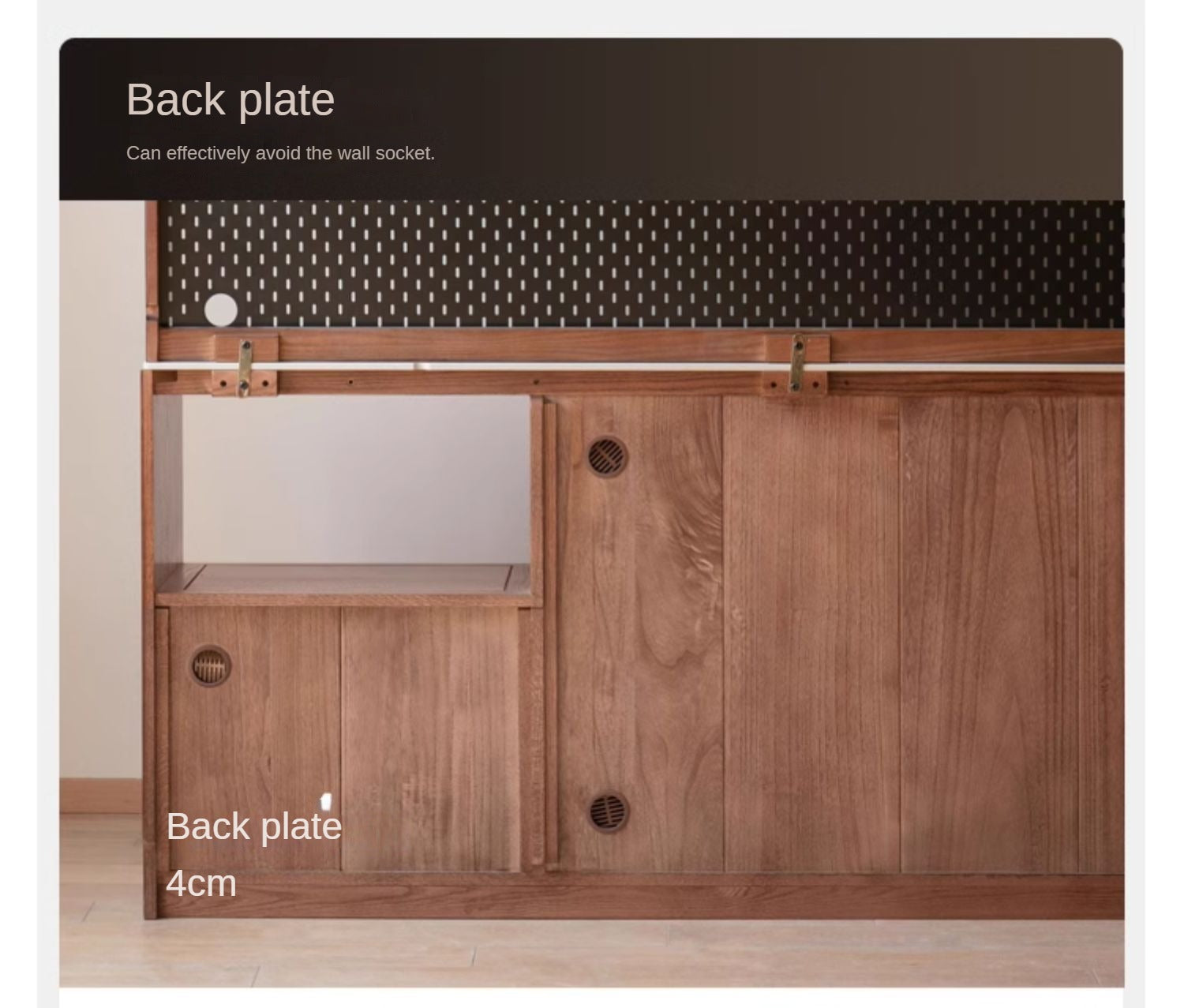 Oak Solid Wood Dining Storage Sideboard Against The Wall
