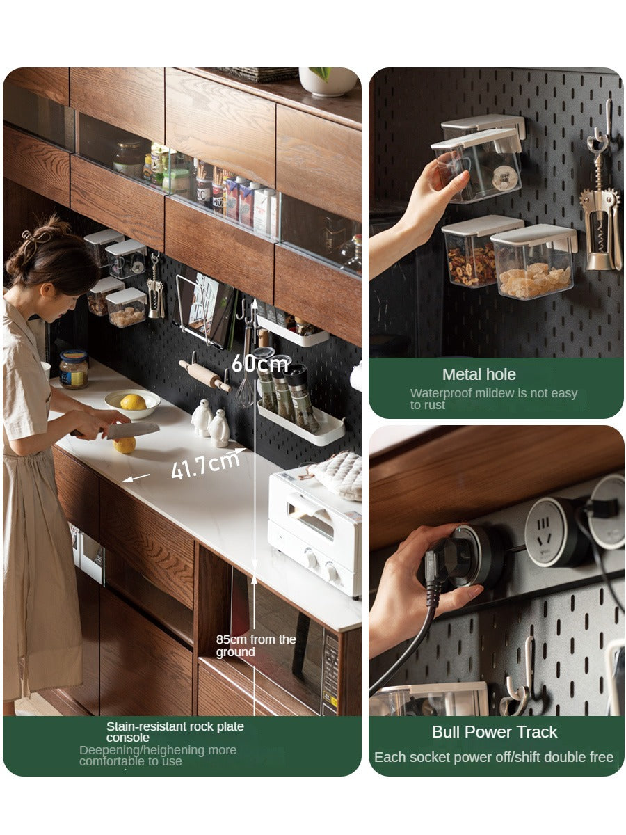 Oak Solid Wood Dining Storage Sideboard Against The Wall