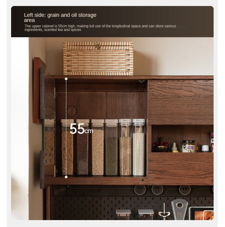 Oak Solid Wood Dining Storage Sideboard Against The Wall