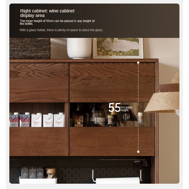 Oak Solid Wood Dining Storage Sideboard Against The Wall