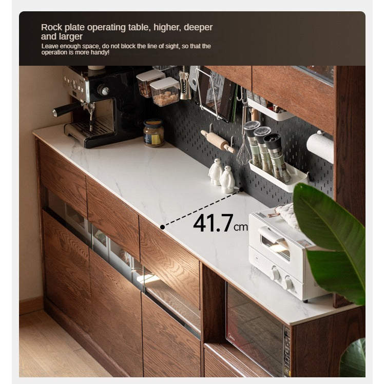Oak Solid Wood Dining Storage Sideboard Against The Wall