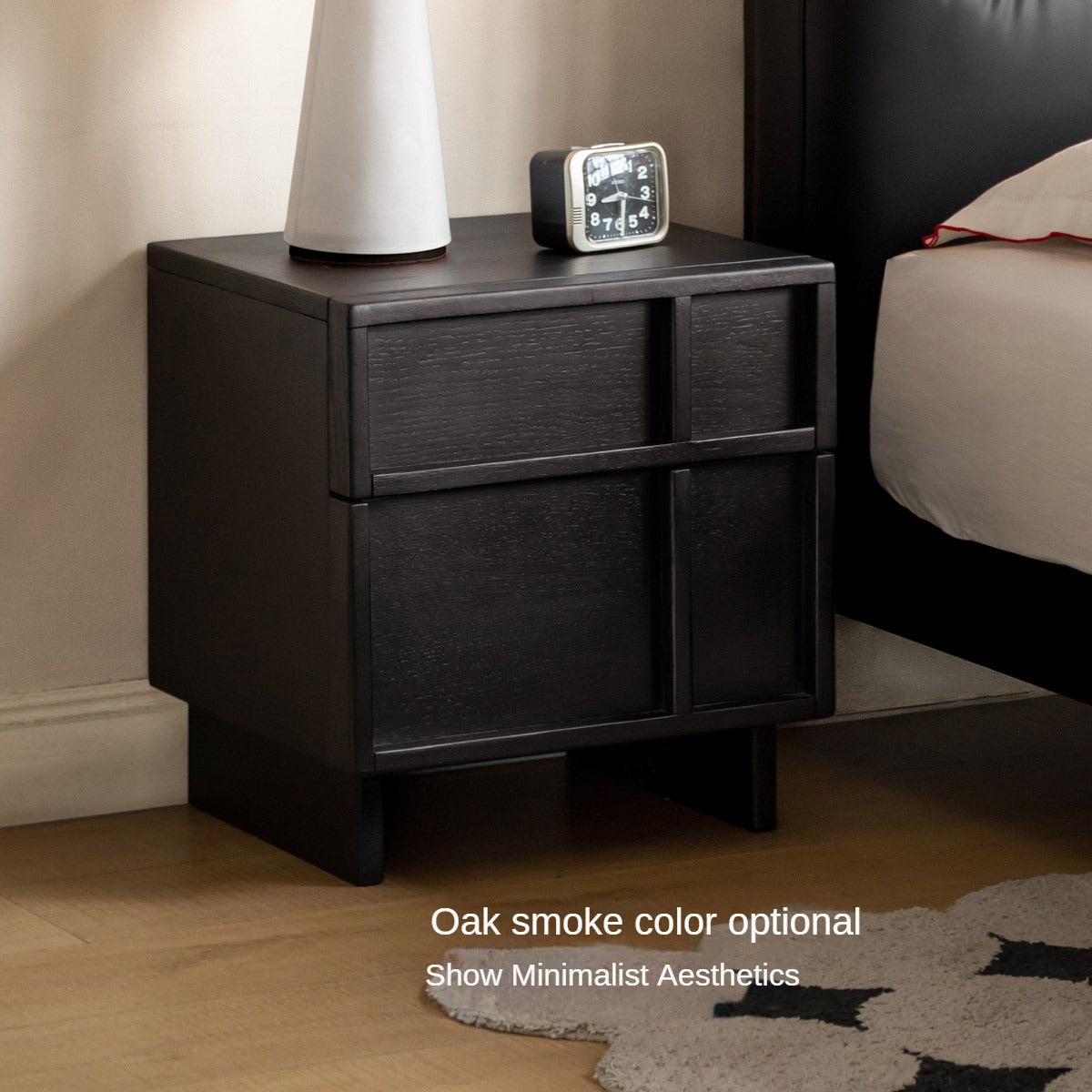 Black Walnut, Ash, Oak Solid Wood Storage Bedside Nightstand ,