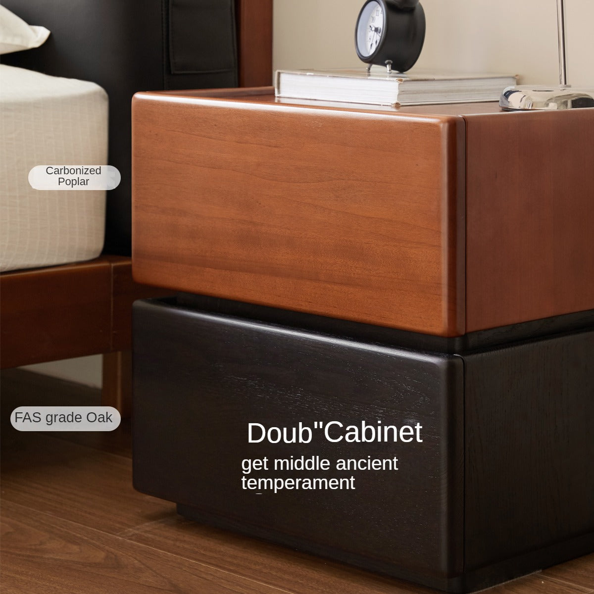 Oak, Poplar Solid Wood Nightstand