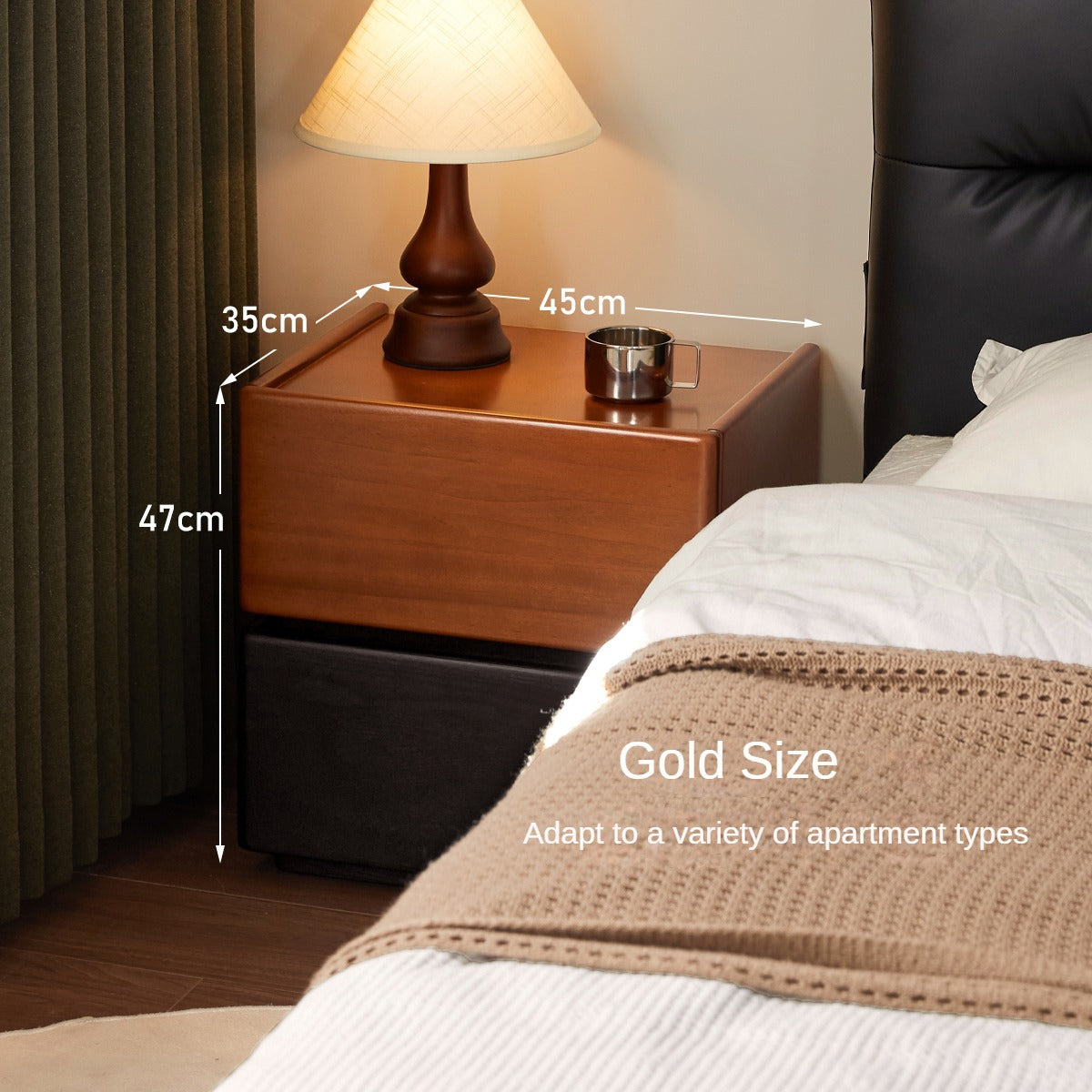 Oak, Poplar Solid Wood Nightstand