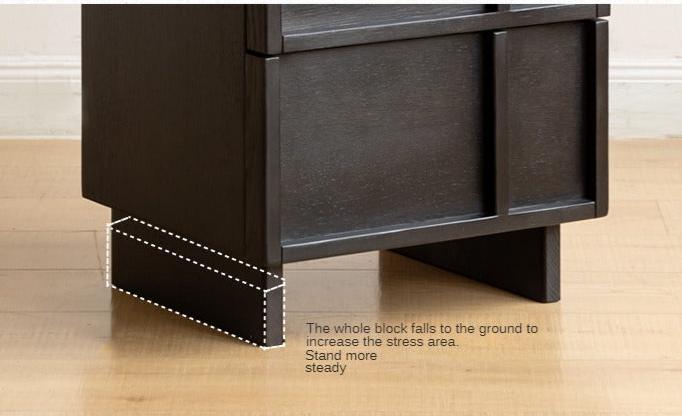 Oak Solid Wood Modern Black Storage Nightstand