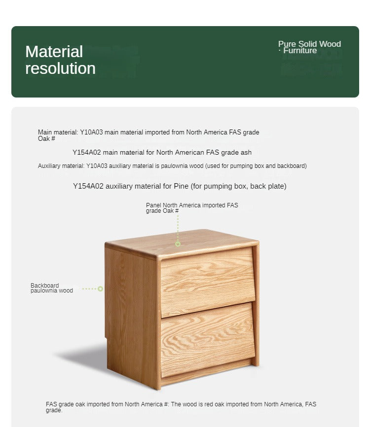 Ash, Oak Solid Wood Nightstand