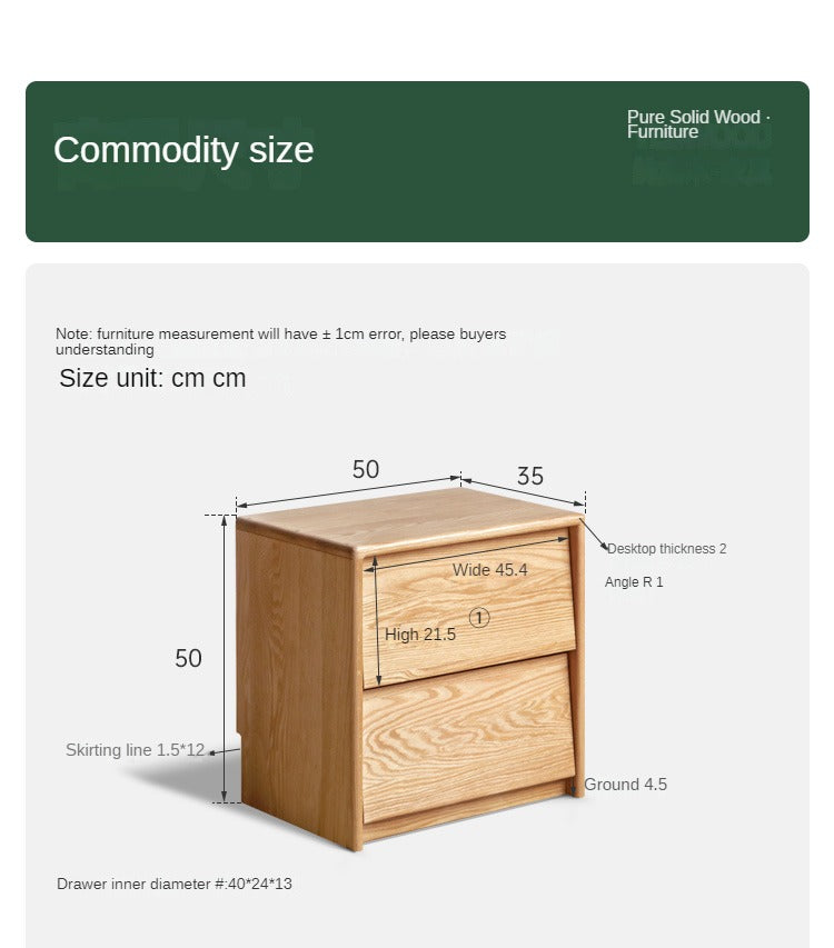 Ash, Oak Solid Wood Nightstand