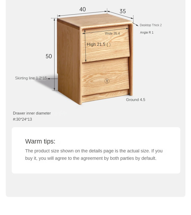 Ash, Oak Solid Wood Nightstand