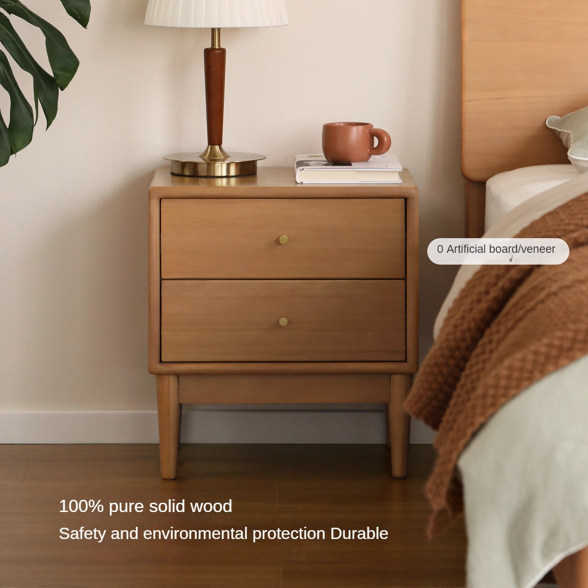 Poplar Solid Wood Nightstand,