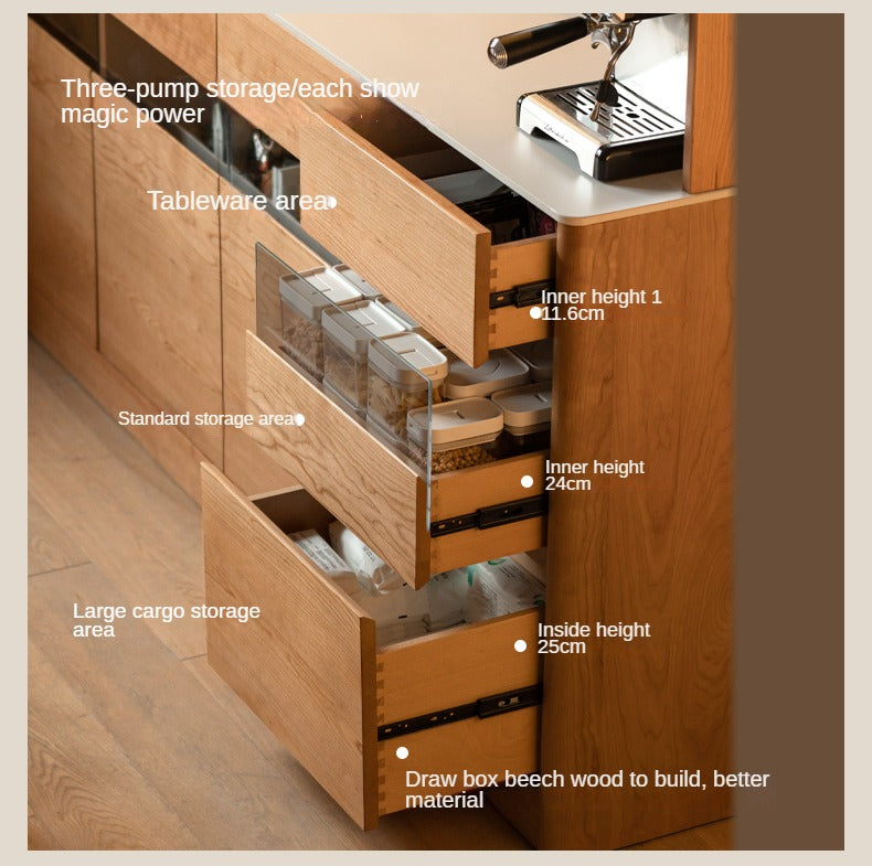 Cherry Solid Wood Large Capacity Storage Sideboard