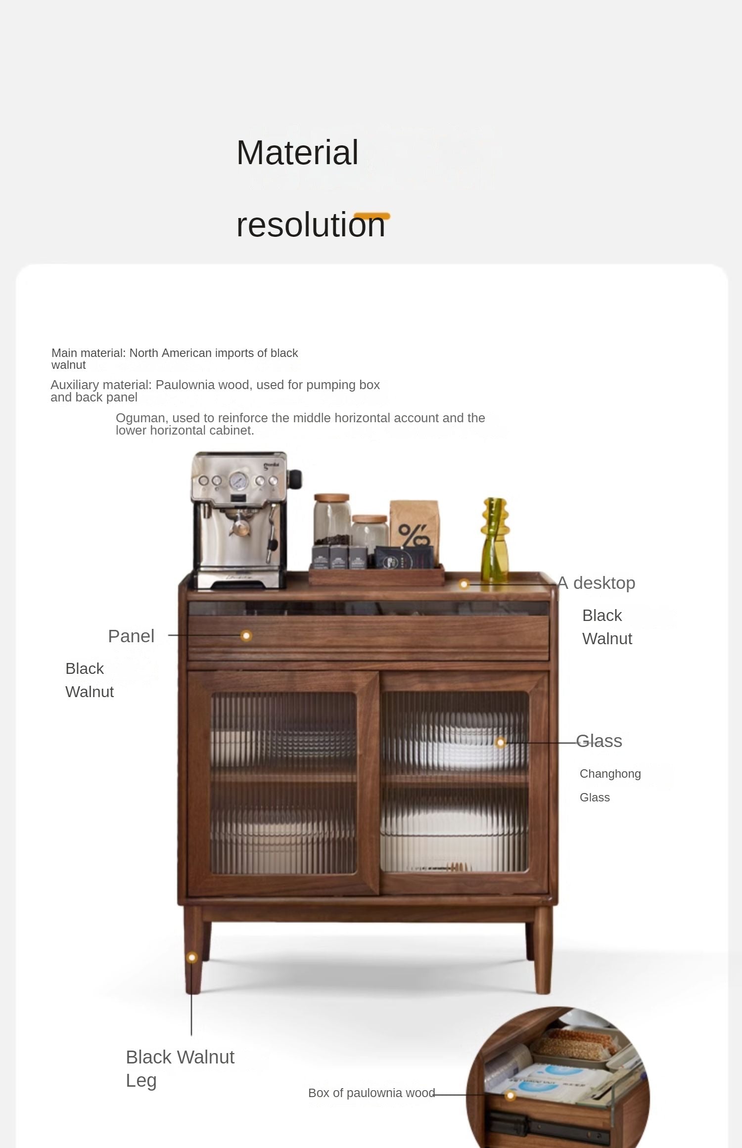 Black Walnut Solid Wood Modern Simple Dining Sideboard