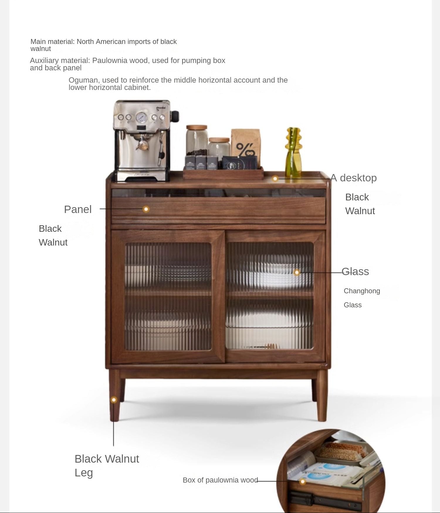 Black Walnut Solid Wood Modern Simple Dining Sideboard